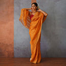 Linen Silk Saree | Rust Orange