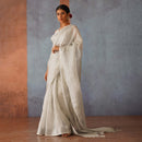 Silver Linen Saree | Tasselled