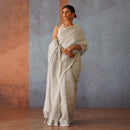 Silver Linen Saree | Tasselled