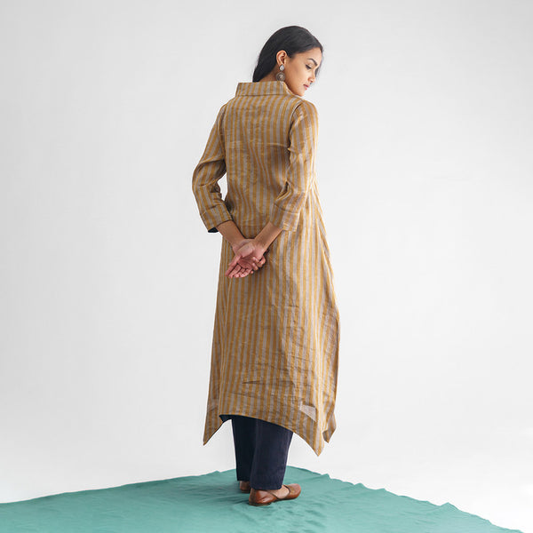 Chanderi Silk Kurta & Slip for Women | Grey & Gold