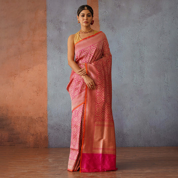 Banarasi Katan Silk Saree | Rani Pink