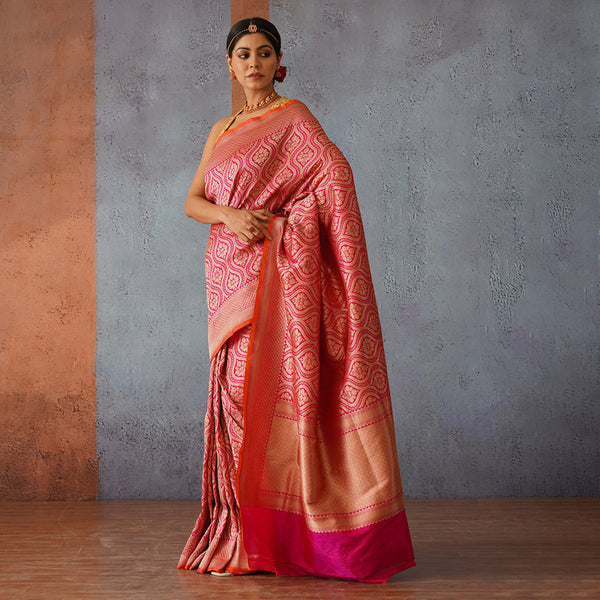 Banarasi Katan Silk Saree | Rani Pink