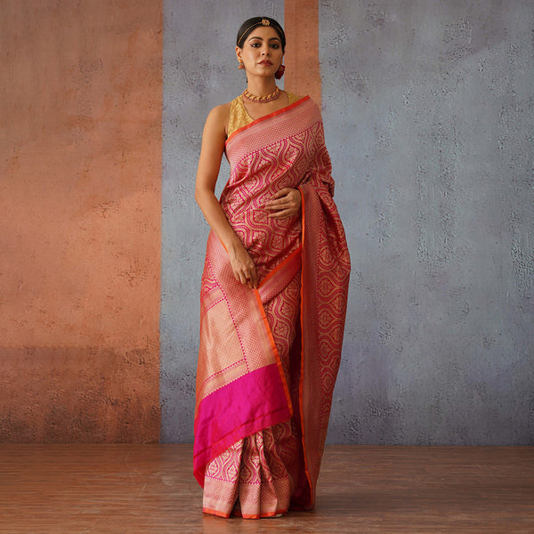 Banarasi Katan Silk Saree | Rani Pink