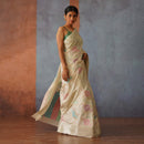 Banarasi Silk Saree | Off-White | Multicolour Motif