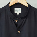 TENCEL Lyocell Linen Shirt | Mandarin Collar | Black