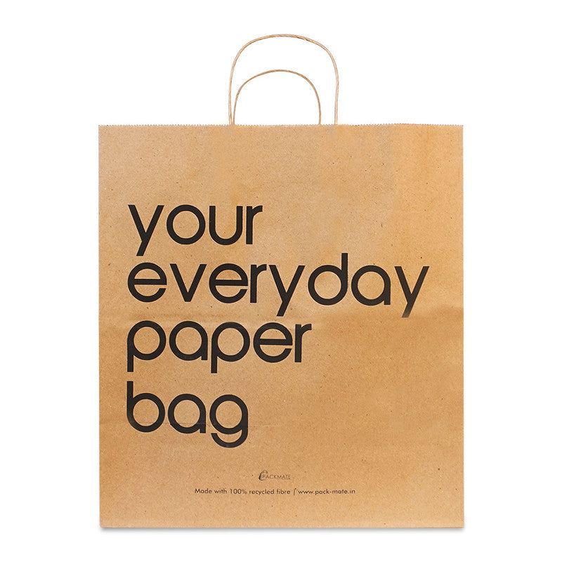 Thick Paper Carry Bag | 100% Recycled Paper | Paper Bags For Gifting | Brown | Pack of 5