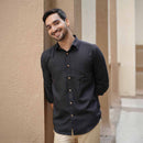 TENCEL Lyocell Linen Shirt | Full Sleeve | Black