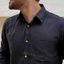 TENCEL Lyocell Linen Shirt | Full Sleeve | Black