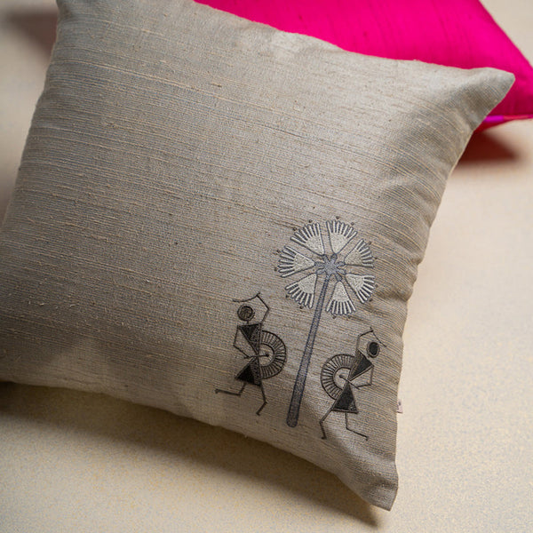 Silk Cushion | Tribal Tales | Grey | 46 x 46 cm