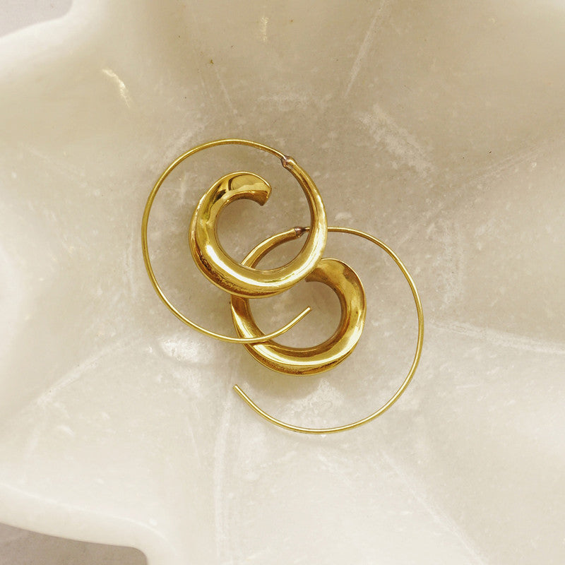 Brass Earrings for Women | Gold Finish | Swirl & Twirl