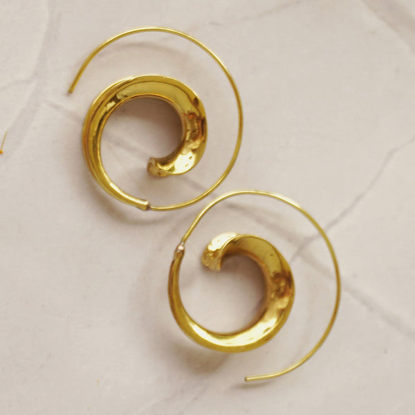 Brass Earrings for Women | Gold Finish | Swirl & Twirl