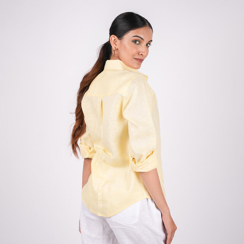 Linen Shirt for Women | Yellow | Full Sleeves