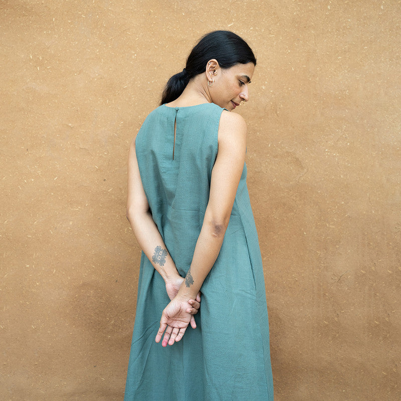 Summer Midi Dress | Cotton | Natural Dyed | Indigo Green