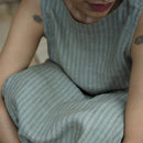 Women Linen Kurta Set | Striped | Grey & Indigo