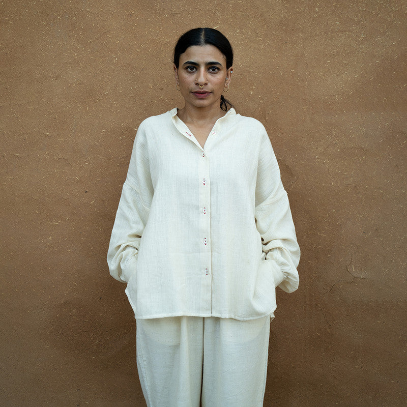 Women Oversized Shirt | Handwoven Cotton | Kora