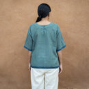 Women Cotton Top | Natural Dyed | Indigo Green