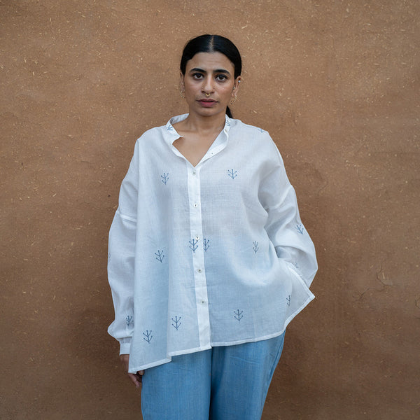 Women Cotton Shirt | Jamdani | White