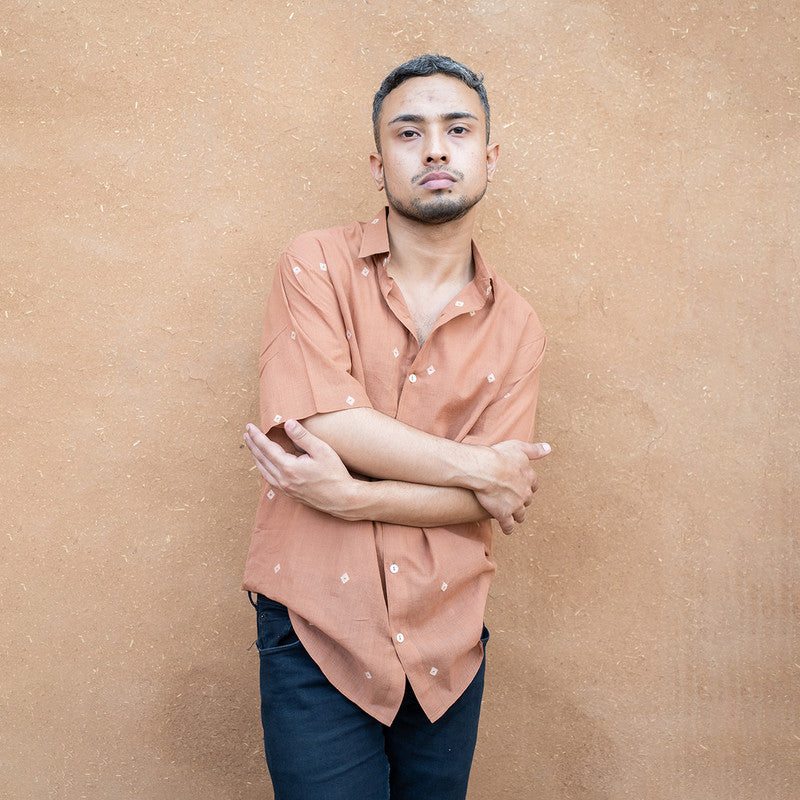 Men Cotton Shirt | Linen Oversized Shirt | Terracotta