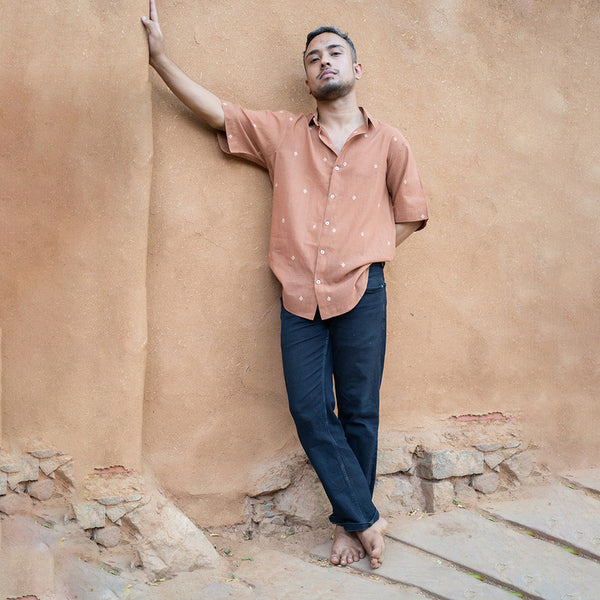 Men Cotton Shirt | Linen Oversized Shirt | Terracotta