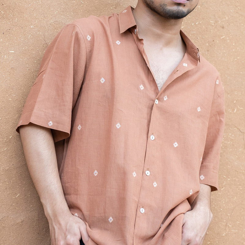 Men Cotton Shirt | Linen Oversized Shirt | Terracotta