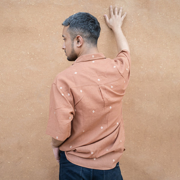 Men Cotton Shirt | Linen Oversized Shirt | Terracotta