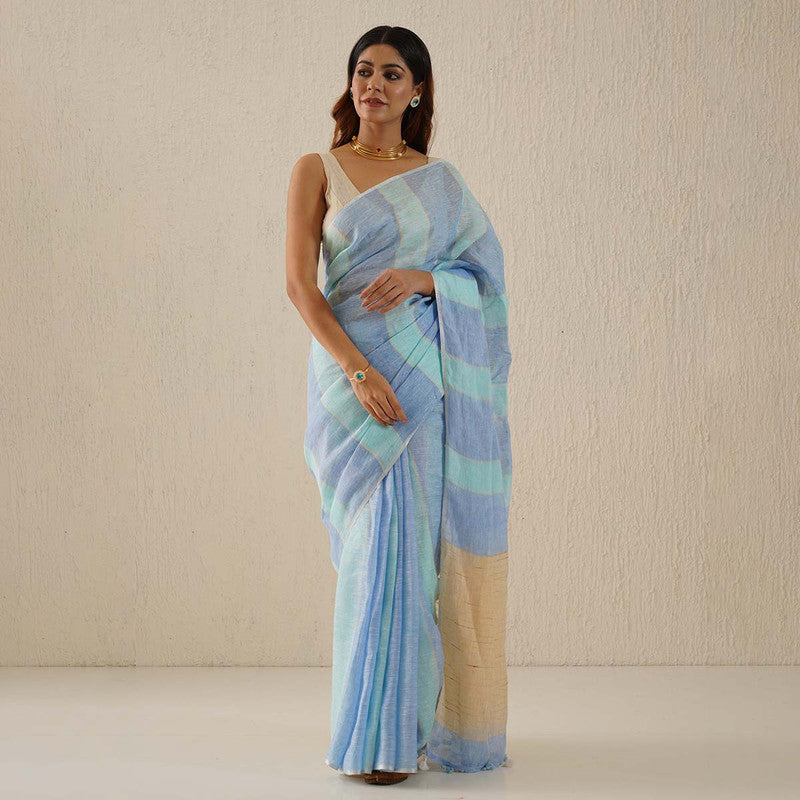 Shop for the magnificient Arctic Blue Linen Saree online-Karagiri –  Karagiri Global