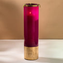 Metal Candle Holder with Candles | Gold Plated | Pink | Set of 3