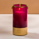 Metal Candle Holder with Candles | Gold Plated | Pink | Set of 3