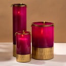 Metal Candle Holder with Candles | Gold Plated | Pink | Set of 3