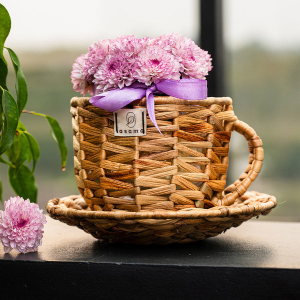 Grass Cup & Saucer Mini Planter | Beige