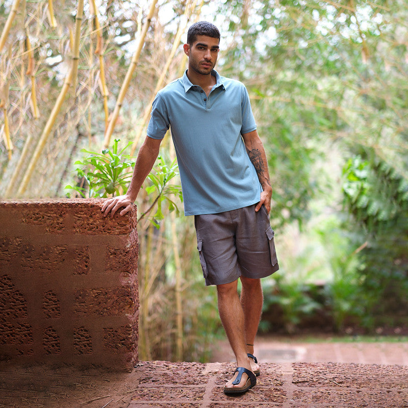 Men's Blue Polo T-Shirt | Cotton | Half Sleeves