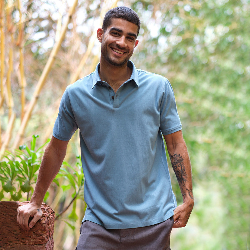 Men's Blue Polo T-Shirt | Cotton | Half Sleeves