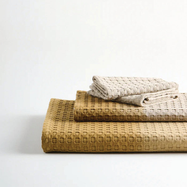 Bamboo Cotton Towel Set | Waffle Design | Brown | Set of 4