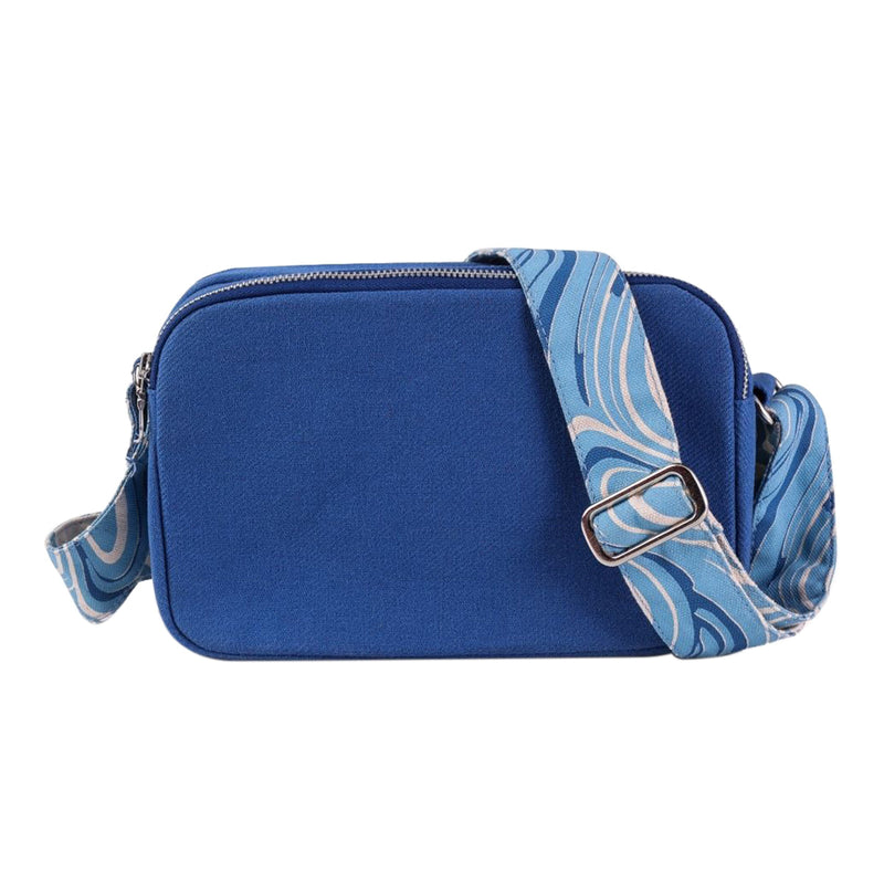 Organic Cotton Box Sling Bag | Ocean Swirls | Blue