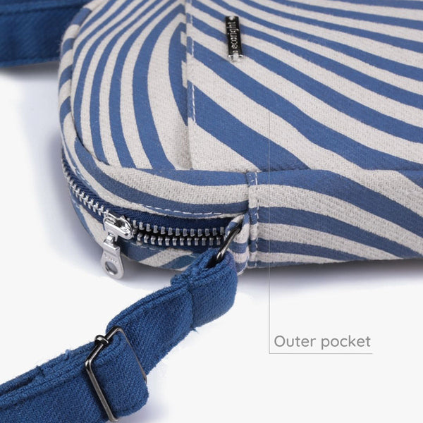 Organic Cotton Sling Bag | Striped Marlin Print | Beige