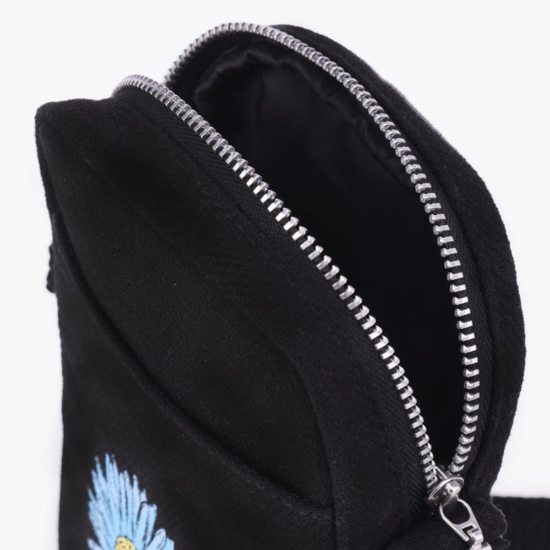 Organic Cotton Sling Bag | Floral Print | Black