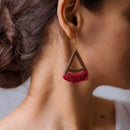 Wooden Danglers for Women | Triangular Shape | Red