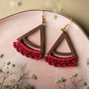 Wooden Danglers for Women | Triangular Shape | Red