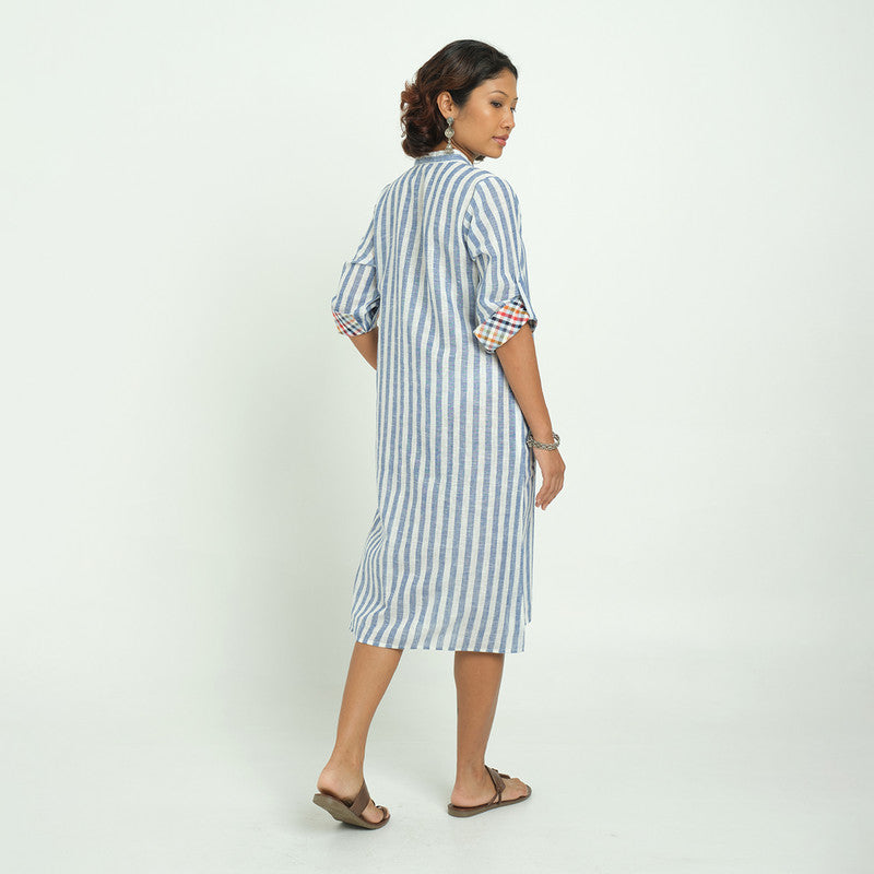 Cotton Shirt Dress for Women | Striped | Blue & White