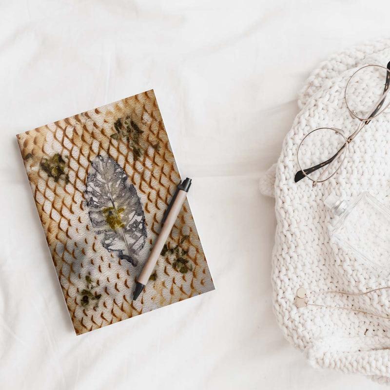 Handmade Rust Leaf Print Journal