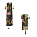 Wall Decor Items | Wooden Wall Plaque | Warli Art Design | Black & Golden | Set of 2