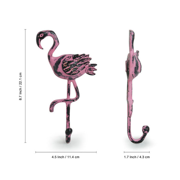 Aluminium Wall Decor & Wall Hook | The Blushing Flamingo Rustic | 8.7 Inches