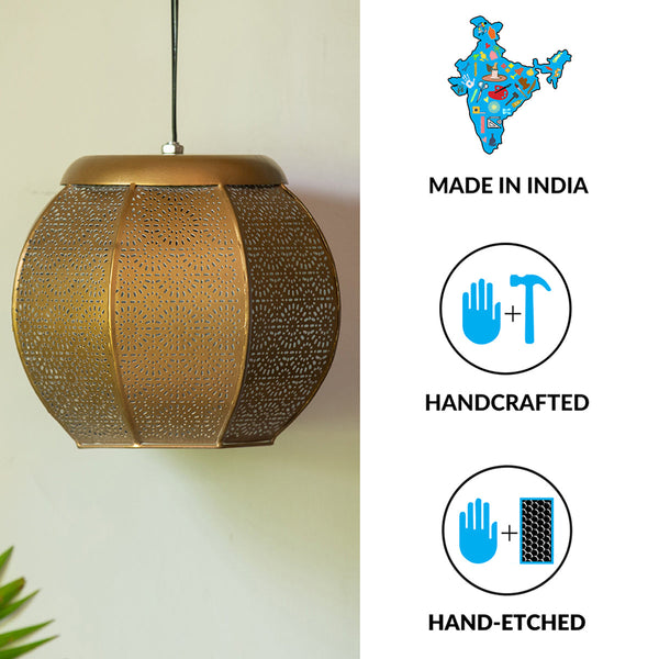 Iron Hanging Lamps | Metallic Brown | 21 cm