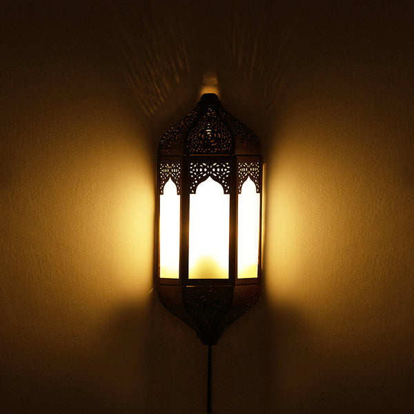 Iron Wall Lamp | Haveli Jharokha Design | Dark Brown | 13 cm