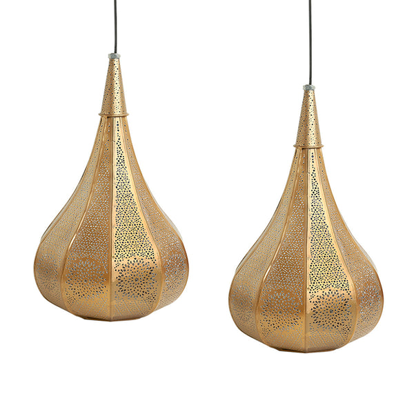 Iron Hanging Lamp | Powder Coated | Metallic Brown | Set of 2