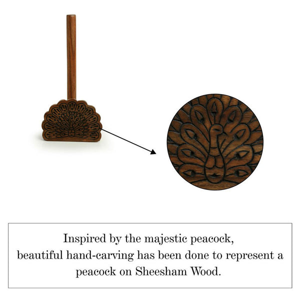 Kitchen Tissue Roll Holder | Dancing Peacock | Sheesham Wood