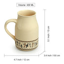 Ceramic Beer Mug | Ivory White and Black | 430 ml | Set of 2