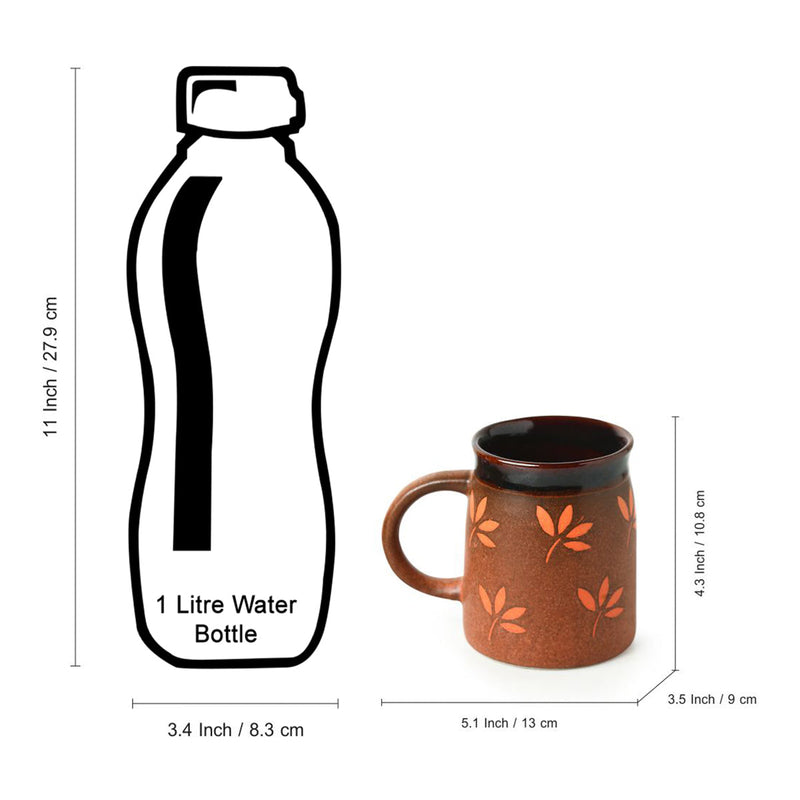 Ceramic Coffee Mug | Orange & Cocoa Brown | 400 ml