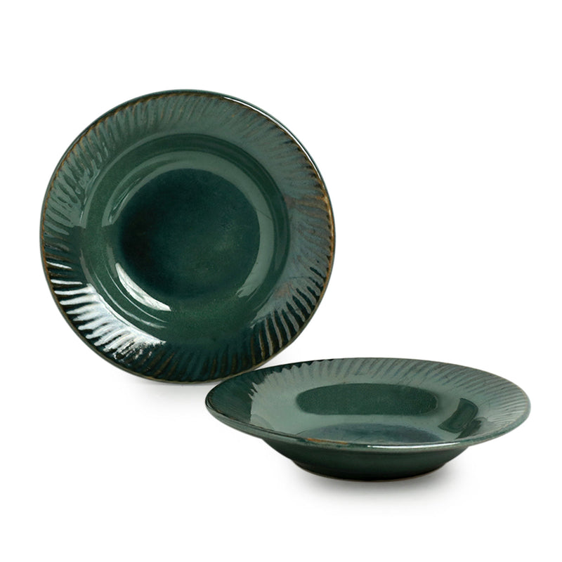 Ceramic Quarter Plates | Studio Pottery | Mineral Green | Set of 2