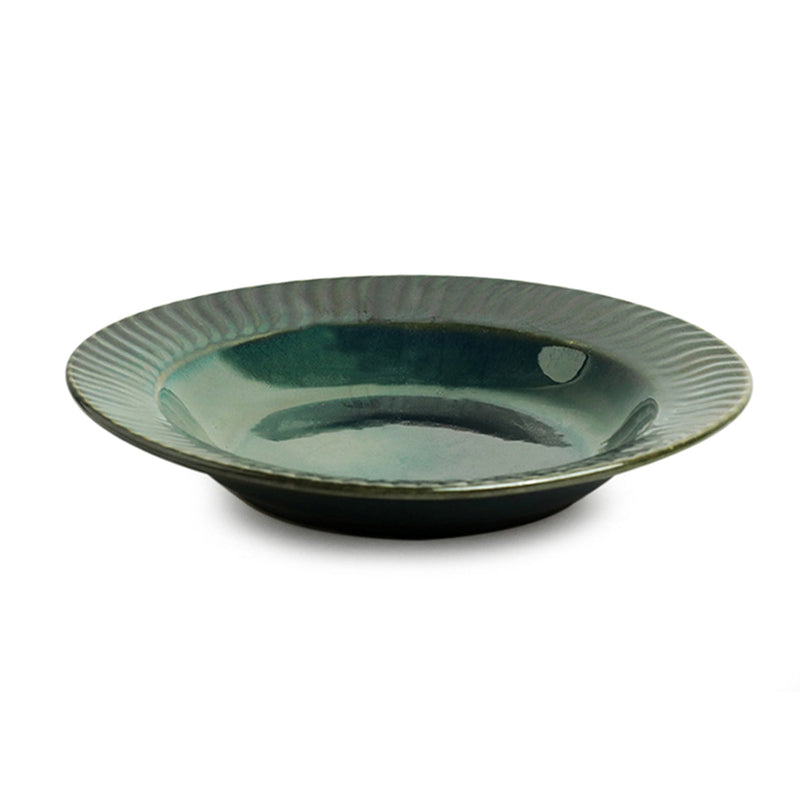 Ceramic Pasta Plate | Studio Pottery | Mineral Green | 9 inches